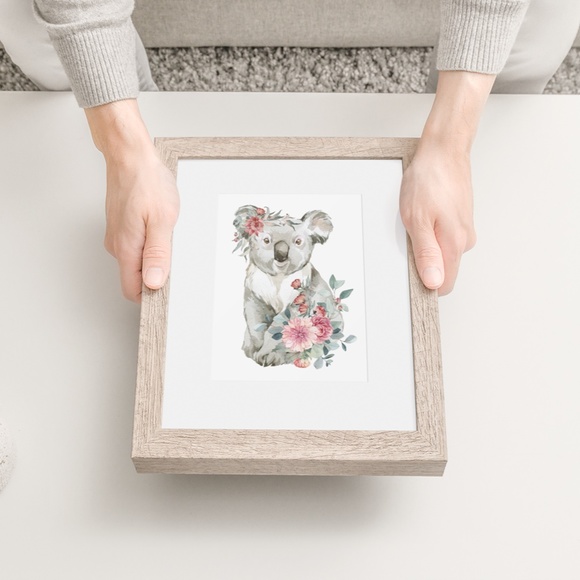 Watercolor Floral Koala Illustration Wall Art Print Poster Unframed - Picture 8 of 8